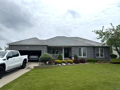 Roof after soft washing, clean and restored